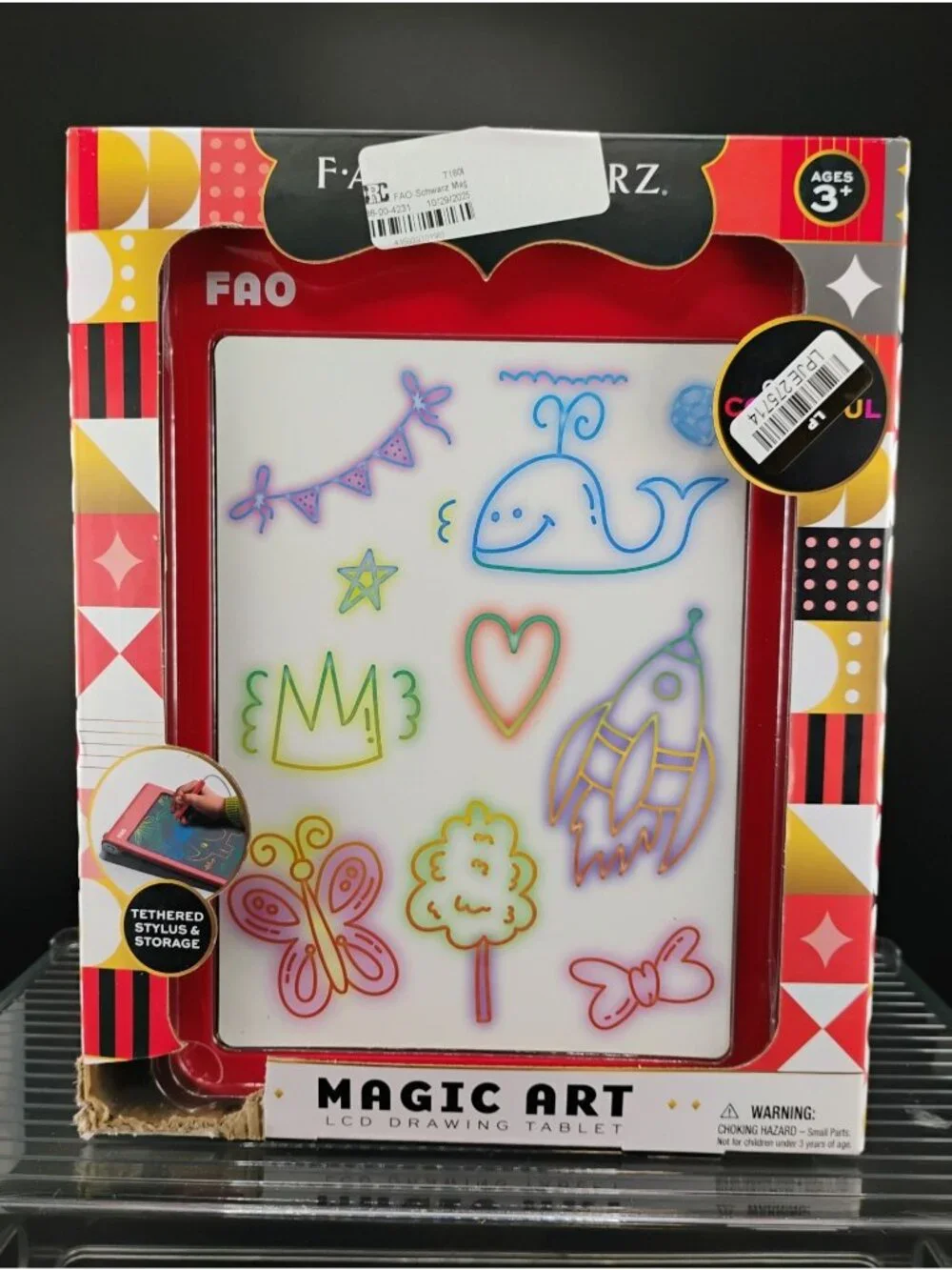 FAO Schwarz Magic Art LCD Drawing Tablet Ages 3+ Tethered Stylus